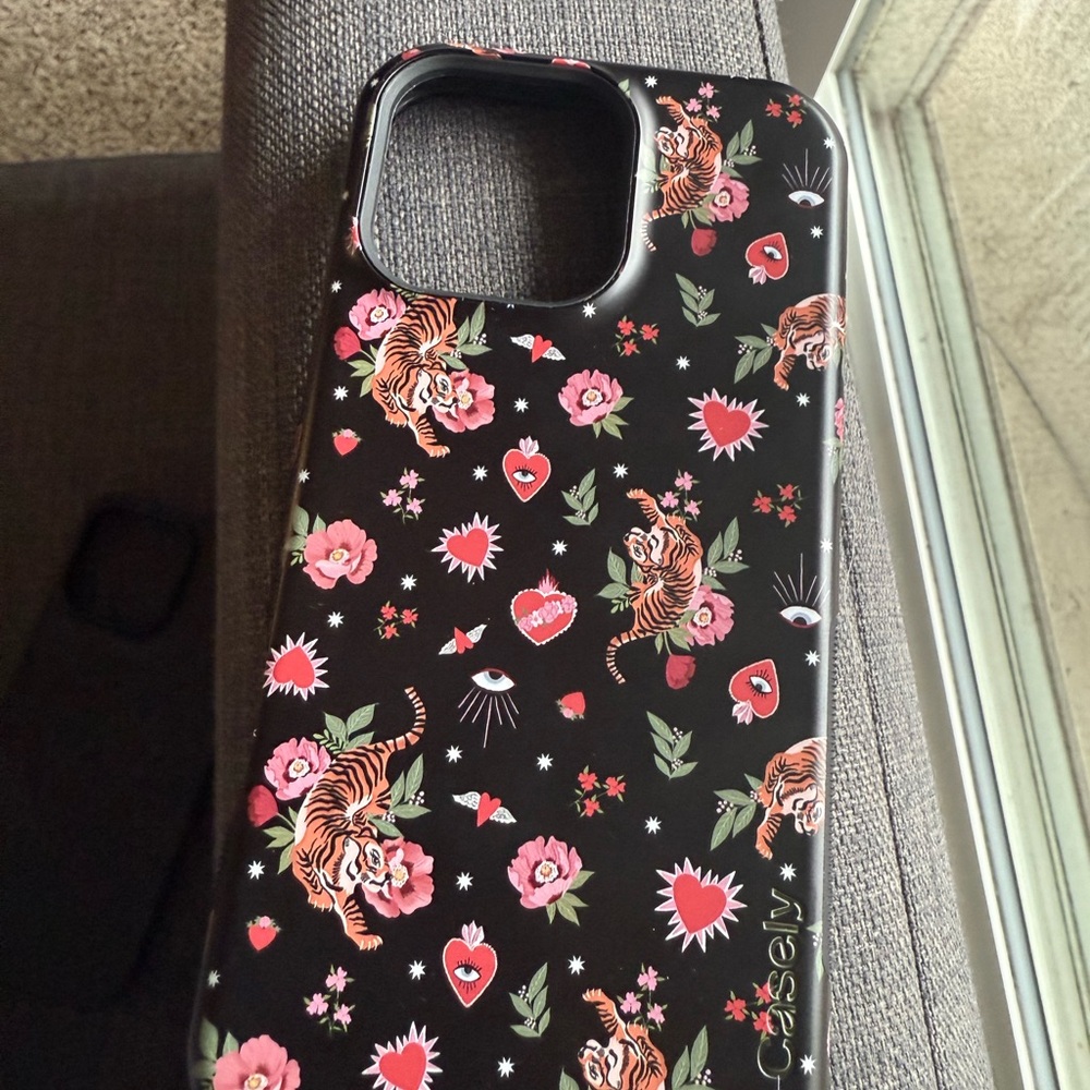Casely Black Floral Tiger Phone Case